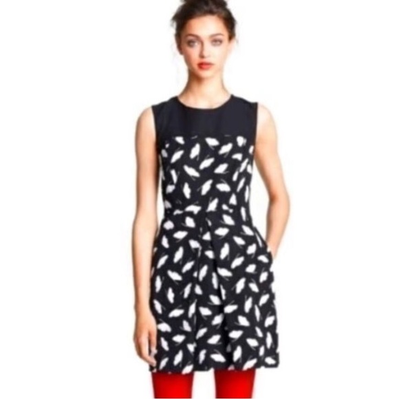 Jason Wu Miss Wu Black & White Delicate Leaf Print Mini Sleeveless Dress Size 0 - Picture 1 of 9